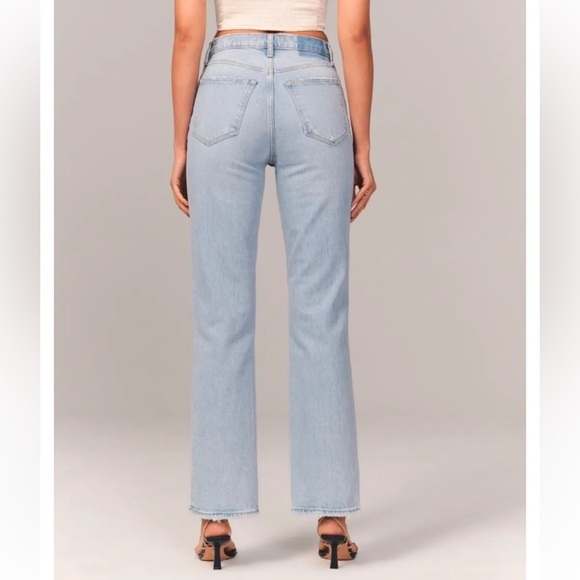 ABERCROMBIE & FITCH The 90s Straight‎ Curve Love Rise Split Hem Jeans Size 28/6 - Picture 3 of 11
